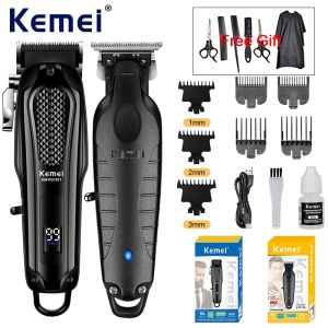 Kemei KM-PG2299 Cordless Hair Clipper 1200mAh Rechargeable Hair Trimmer with LCD Display Mens Home Hair Clipper