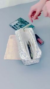 PL Stationery Bag Floral Canvas Large Capacity Organizer for Students School Office Cute Durable