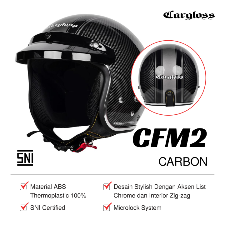 Helm Cargloss Helm Half Face Carbon Helm Cargloss Retro Half Face