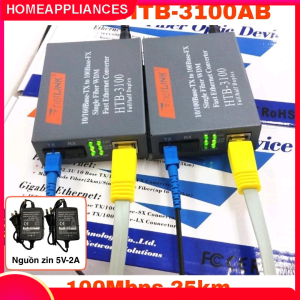 Bộ chuyển đổi quang điện Netlink HTB-3100AB 25km converter quang 1 sợi HTB 3100AB HTB 3100 HTB 3100A 3100B 100Mbps gồm 2 đầu AB