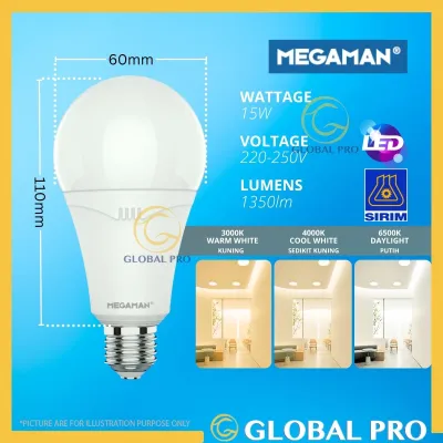 SIRIM MEGAMAN 15W E27 LED Light Bulb LED Bulb Mentol Lampu Bilik Tidur Mentol Rumah Lampu Belajar Living Room Kitchen