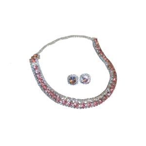 Dazzling đá Cubic Zirconia cặp đồng Làm Vòng Cổ Bông tai Combo thiết kế gọn nhẹ cho da nhạy cảm