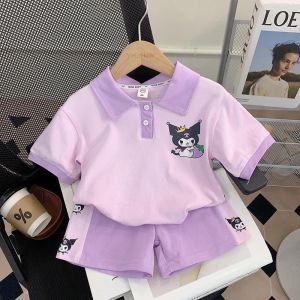Girls Kuromi Terno For Kids Girl Suit Two Piece Outfit Set Short-Sleeved Top Kids Girls suit 3-12 yrs