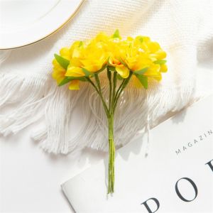 FOUNDTWO Mini Bó hoa cẩm chướng nhân tạo Tự làm 6 đầu Bó hoa cẩm tú cầu bằng lụa Cắm hoa Thực tế Cây Giả Trang trí Giáng sinh mùa thu