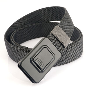 Trendy Aluminum Alloy Buckle Belt Quick Release Weave Belt for Men，Mens Commuter Elastic Braided Belt