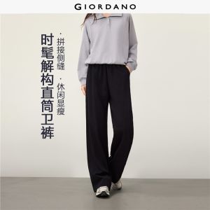 Giordano Beau Monde Women Seam detail elastic waist cotton pants Free Shipping 13416004