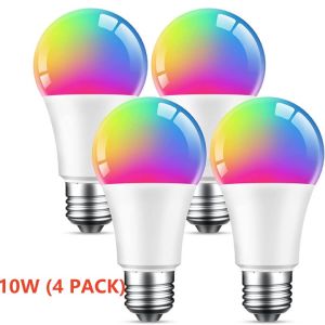4PCS XIAO MI หลอดไฟ LED WiFi Smart LED Bulb Dimmable Lamp หลอดไฟอัจฉริยะ ปรับได้ 9W/10WRGB C+W Smart Life Tuya App Remote Control Work with Alexa Echo Google Home E27