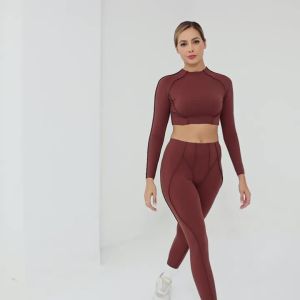 Sportswear Yoga Set Womens Workout Clothes Athletic Wear Sports Gym Legging Seamless Fitness Bra Crop Top Long Sleeve Yoga Suit2026