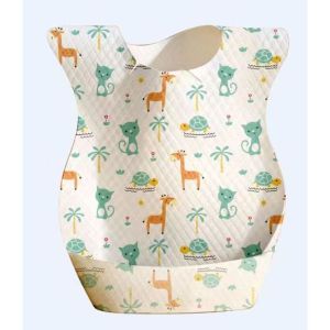 Celemek Makan Bayi Sekali Pakai Handuk Air Liur Saku Bergambar Kartun Bib Non-Anyaman Sekali Pakai Anti Kotor dan Tahan Lembab