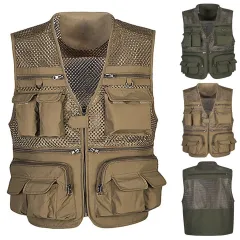 Men's Vest Tactical Webbed Gear Coat Summer Photographer Waistcoat