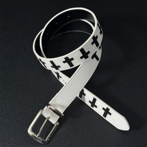 LUXERY Black White Punk Women Men Belt PU Leather Y2K Streetwear Waist Belt Trendy Hip Hop Retro Pin Buckle Belt For Jeans