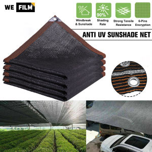 WEFILM Sunshade Net Anti-UV Sunscreen Mesh 90% Shade Cloth Srface with Striped Edges Grommets Black Mesh Cover suitable for Patio Yard Car Garden Plant Roof
