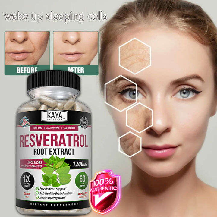Resveratrol 1200 mg Supplement, Antioxidant 、 AntiAging Capsules to