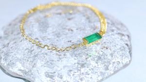 2026 Fashion simple design Bracelet chain natural green agate gemstone bag 5*10mm 925 sterling silver fine jewelry for women