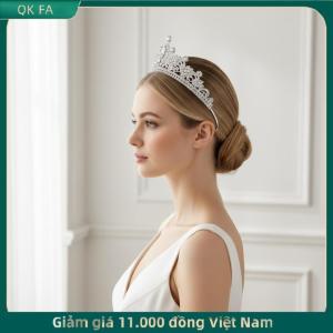 QK FA ✨ Đám cưới tóc Tiara pha lê Bridal Tiara vương miện bạc màu diadem Mạng Che Mặt tiaras Phụ kiện tóc cưới headpieces đầu trang sức