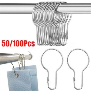 50/100pcs Metal C Ring Hook with Lock Gourd Type Hook for Shower Curtain Curtain Wall Storage