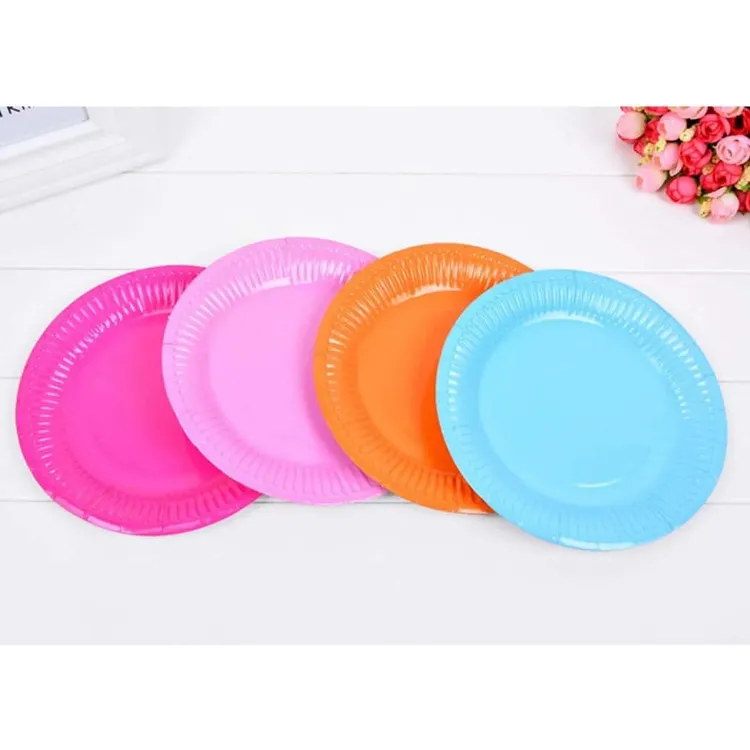 Solid Disposable Tableware Set Party Supplies Paper Plates Wedding