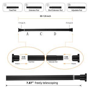 Telescopic Adjustable Shower Curtain Rods Stainless Simple Support Rod Extendable Curtain Rod Toilet ShowerPartition Rod