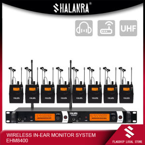 SHALANRA EHM8400 UHF Wireless in Ear Monitor System with 8 Bodypack Receiver IEM for Studio Band Music Monitoring