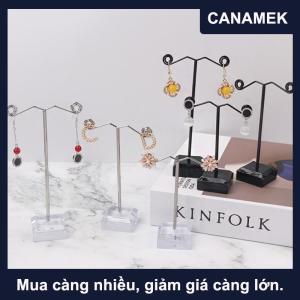 【CANAMEK】 Kim loại đồ trang sức hiển thị đứng màu đen rõ ràng Acrylic Stud Bông tai chủ móc áo truy cập trường hợp đồ trang sức Organizer bouches trang trí