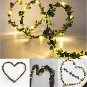 2M/5M/10M Copper Wire Tiny Green Leaf Rattan Led Light String DIY Fairy Garland Wedding Christmas Decorations Outdoor Patio