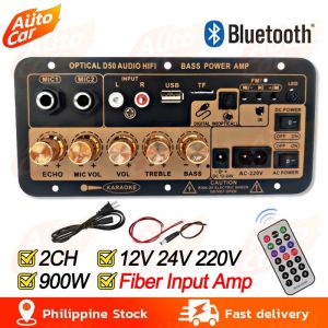 D800 D900 D1500 220V 12V 24V Digital Bluetooth 5.0 Multi-function Amplifier Board High and Low Pitch Super Heavy Subwoofer High Power Reverberation Adjustment Karaoke