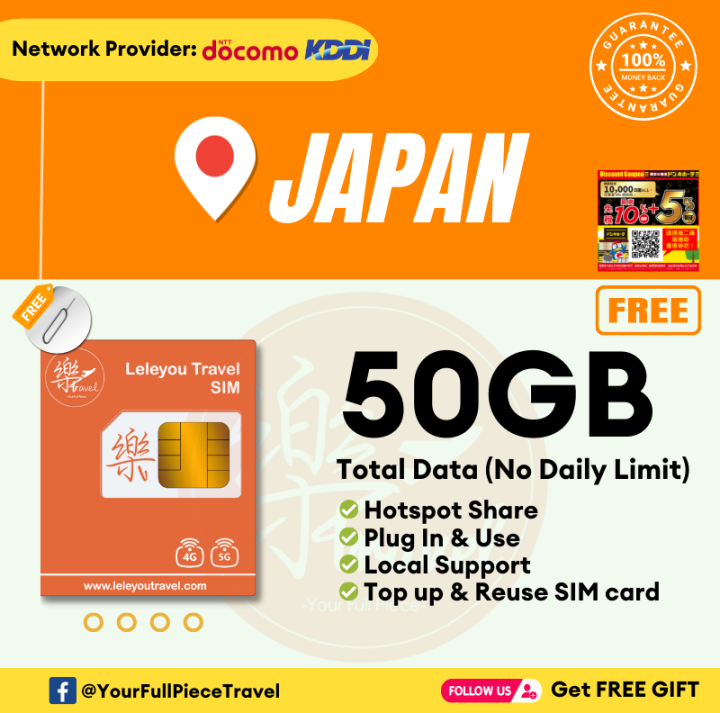 Leletravel【Japan】【5~90Days】【 日本上网卡】【Asia】【4G High Speed Data】4G Travel ...