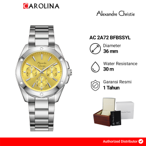 Jam Tangan Wanita Alexandre Christie Passion AC 2A72 BFBSSYL Yellow Dial Silver Stainless Steel Strap