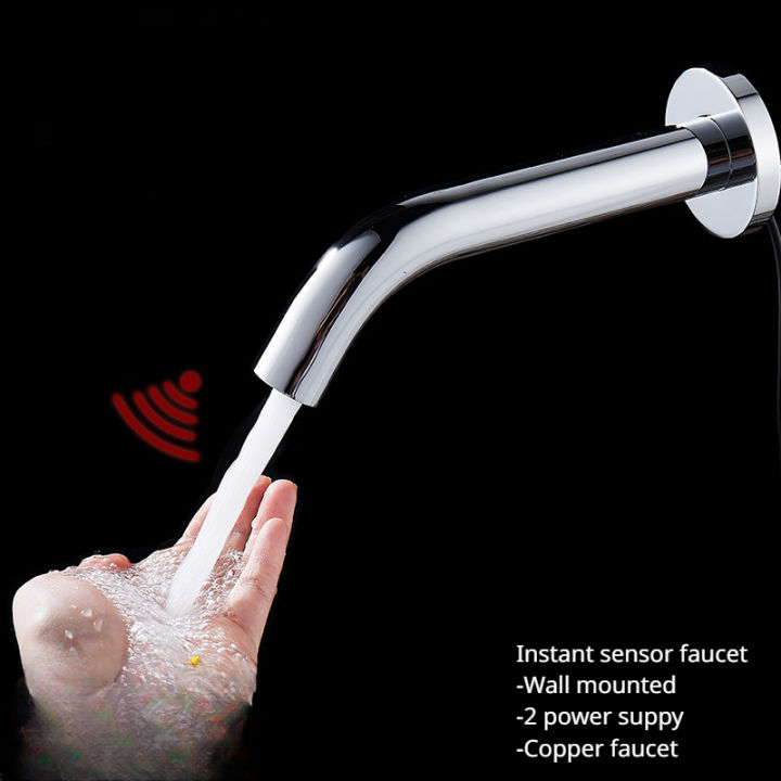 Wall Mounted Sensor Faucet Fully Automatic Black Faucet Public 