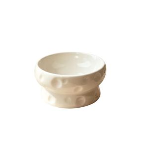ETQT Large Diameter Elevated Cat Bowl Cheese Shape Not Easy To Knock Over High Foot Dog Food Basin Anti Vomit Anti-Spill Ceramic Cat Feeder Indoor Use