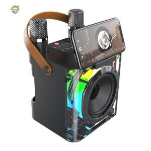 Karaoke BT Speaker with Dual Microphones Stereo Surround Speaker Music Rhythm Light High Power Karaoke Machine for Home Gathering Party [Winnereco World]