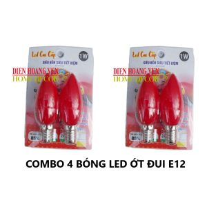 10 Bóng đèn Led quả nhót trái ớt cà na 1w nến trang trí bàn thờ thần tài đuôi E12 nhót đỏ