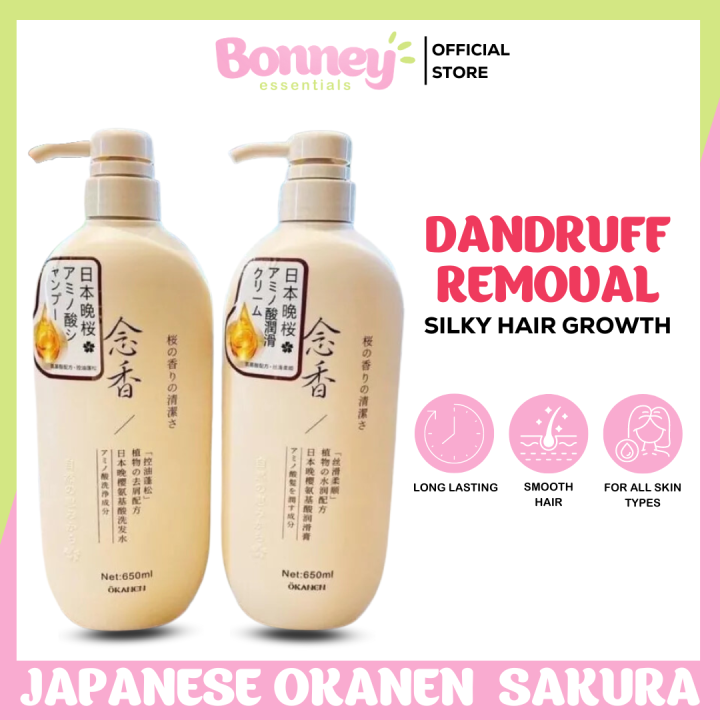 Okanen Japan Sakura Fragrance Shampoo + Conditioner Silky Hair Grower Keratin Shampoo Anti