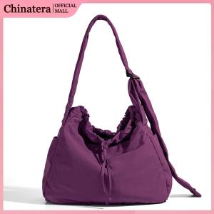 Lightweight Nylon Hobo Shoulder Bag with Drawstring for Women Suitable for Shopping Travel and Daily Use