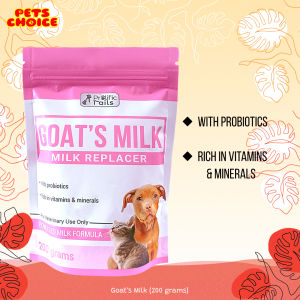 PETSCHOICE - Milk Replacer Prolific Tails Goat’s Milk 200g with probiotics rich in vitamins for Cats Dogs