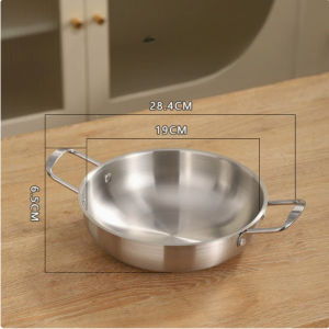 Korean Style Ramen Pot Stainless Steel Soup Pot Instant Noodle Pot Hot Pot Seafood Pot Pickles Clear Soup Pot Pan Hot Pot Suitable for Butane Stove Electric Barbecue Stove Induction Cooker Double Handle Soup Pot
