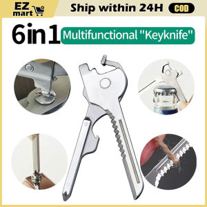 New 6 in 1 key knife outdoor stainless steel multi-function EDC gadget bottle opener screwdriver portable combination