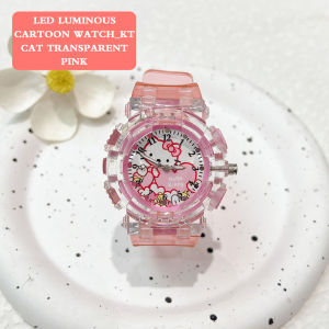 Cute Cartoon Hello Kitty Childrens Watch Christmas Gift LED Light Childrens Watch Suitable for Boys Girls Students Electronic Watch Colorful Flash High Quality
