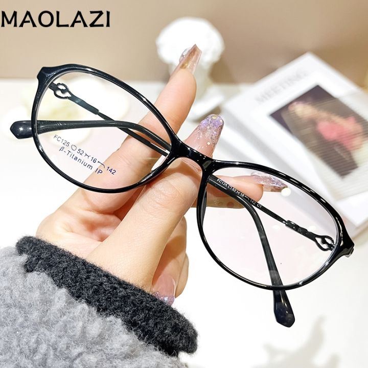 MAOLAZI Fashion Comfortable Glasses Retro Oval Transparent Ultra Light  Eyewear Optical Prescription Eyeglasses Frame Women F125X Lazada PH