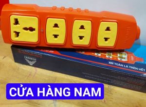 Ổ cắm chịu tải 4 lỗ hiệu Hinoki Ổ cắm cắm không dây chịu tải ruột đồng 2 lớp bảo vệ chống cháy chống vỡ ổ cắm dùng để cắm thiết bị có công xuất lớn chịu tải 6000w Ổ Cắm Điện Không Dây Siêu Chịu Tải 6000w HINOKI- Cửa Hàng Nam