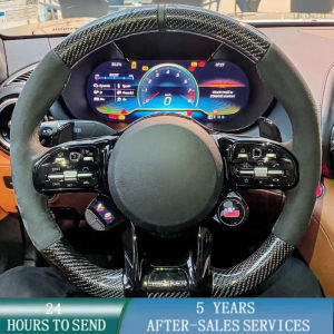 ZZSA Customized Car Steering Wheel Cover Hand Sewing Carbon Fiber Leather For Benz AMG CLA CLS GLB GLE W177 W167 R190 7P3H9