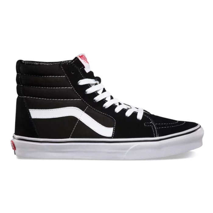 Vans Sk8 Hi Black White Classic Sepatu Pria Vans SK8 High Black