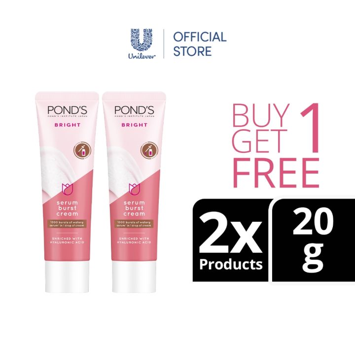 PONDS Bright Serum Burst Cream with Niacinamide, Hyaluronic Acid for