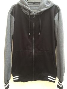 Jaket Hoodie Polos Hitam Kombinasi Abu-abu Tua Lengan Panjang Pria Dan Wanita Ready Size S - XXXL
