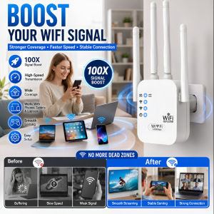 High Speed WiFi Range Extender Signal Booster Stable Connection WiFi Repeater Dual Band Antennas Home Network Enhancer