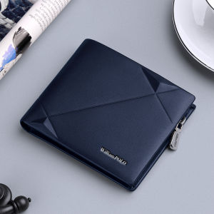 I know Mens Short Leather Wallet with Multiple Card Slots - Slim Design Zipper Closure and Drivers License Holder