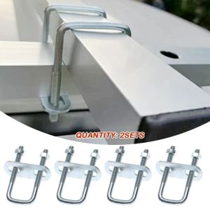 MIRELINA 2Sets Right Angle U-bolt Square Clamp Iron With Baffle Squa Bolt Durable Screw Pipe U-clamp