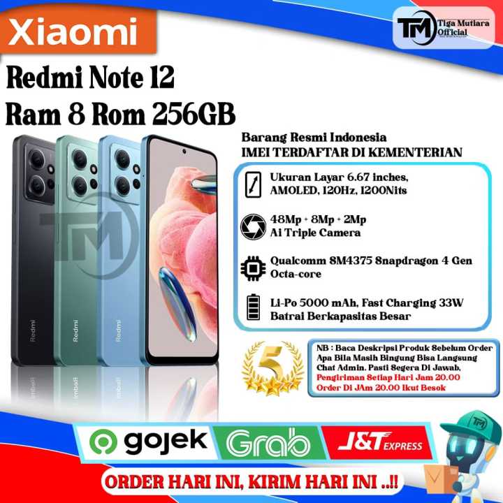 Xiaomi Redmi Note 12 Ram Rom 256GB Smartphone Android Inci