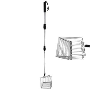 YITAQI Stretchable Chicken Coop Rake Telescopic Handle 3-Section Poop Sifting Shovel Litter Sifter Separating Poop Cat Litter Scoop Kitten Accessories