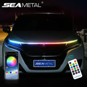 LED Car Hood Light Strips 12V Daytime Running Light App Control Car Modified Decoration Headlight Colorful Lights